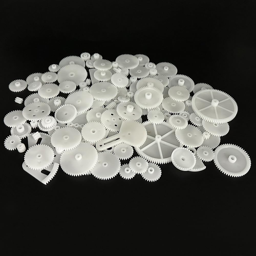 107PCS Small Motor Gears Plastic Gears for Motor RC Car Model Toy DIY Helicopter RC Toy Gear Replacement Module 0.5 (107)