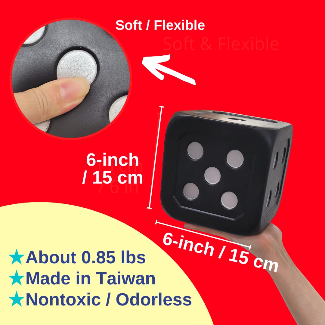 Macro Giant 6 Inch PU Foam Jumbo Big Playing Dice, Set of 4, Basic Color, Math Teaching, Teaching Aids, Board Games, Kid Toy
