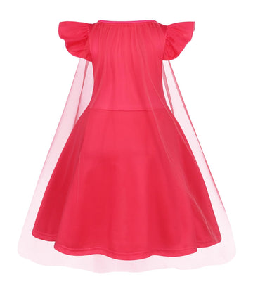 Wonderbabe Toddler Little Girls Princess Dress Outfit With Short Sleeve For Movie Role Play Cosplay Costume Party Dress Up Size