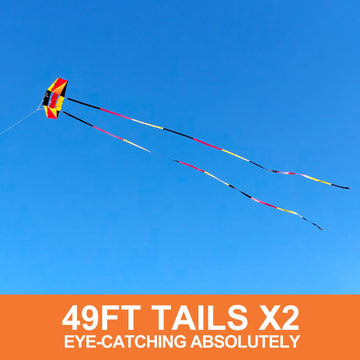 Beach Kites For Adults Large With Long Tail, 98 Inches Super Easy Flyer 3D Rainbow Box Kites, Comes With Two 49 Feet Multi Color