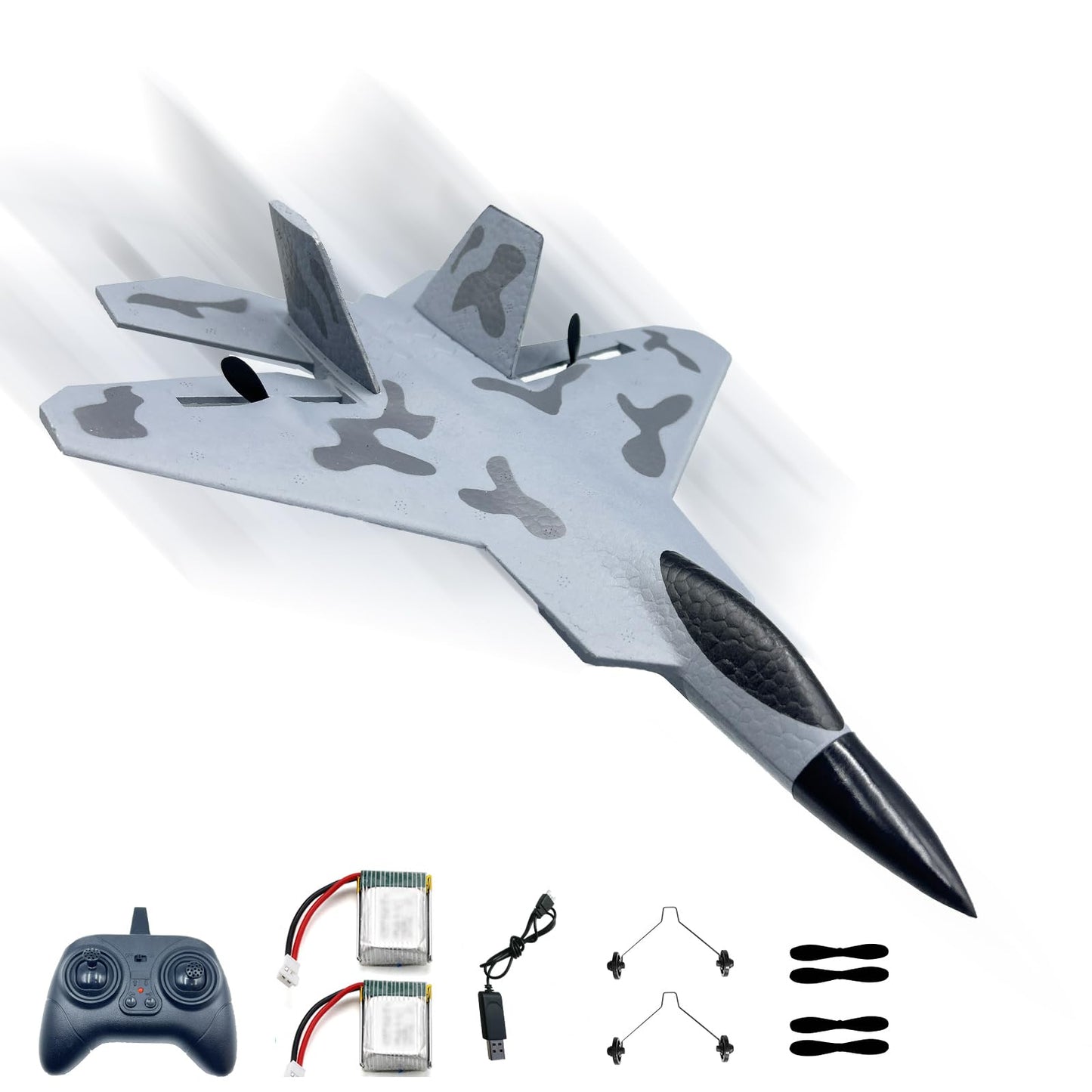 crohorizon F22 RC Fighter Jet Plane,Remote Control Airplane for Kids Over 12 with 2 Batteries,Foam RC Glider Plane Toys for Boys