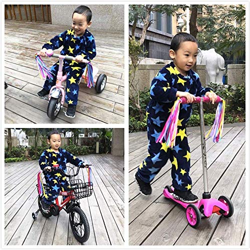 kortes 1 Pack Kids Bike Bell and 2 Pack Kids Bike Streamers for Children's Bike Accessories (Pink Red & Blue) (Blue & Green)