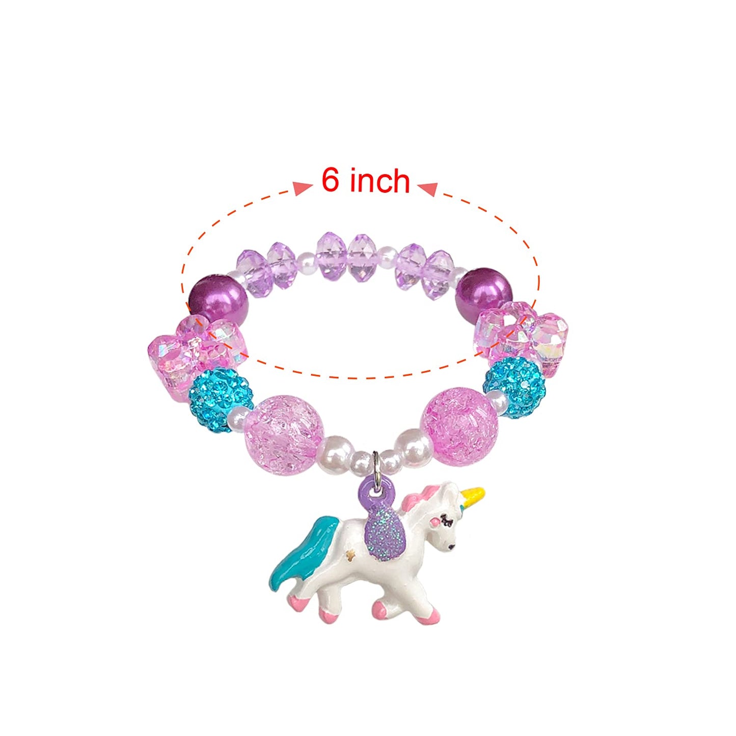 ELEMIRSA 5pcs Little Girl Bracelet Kids Unicorn Bracelets Girl Unicorn Party Favor Pretend Play Bracelet for Toddlers Teens Char