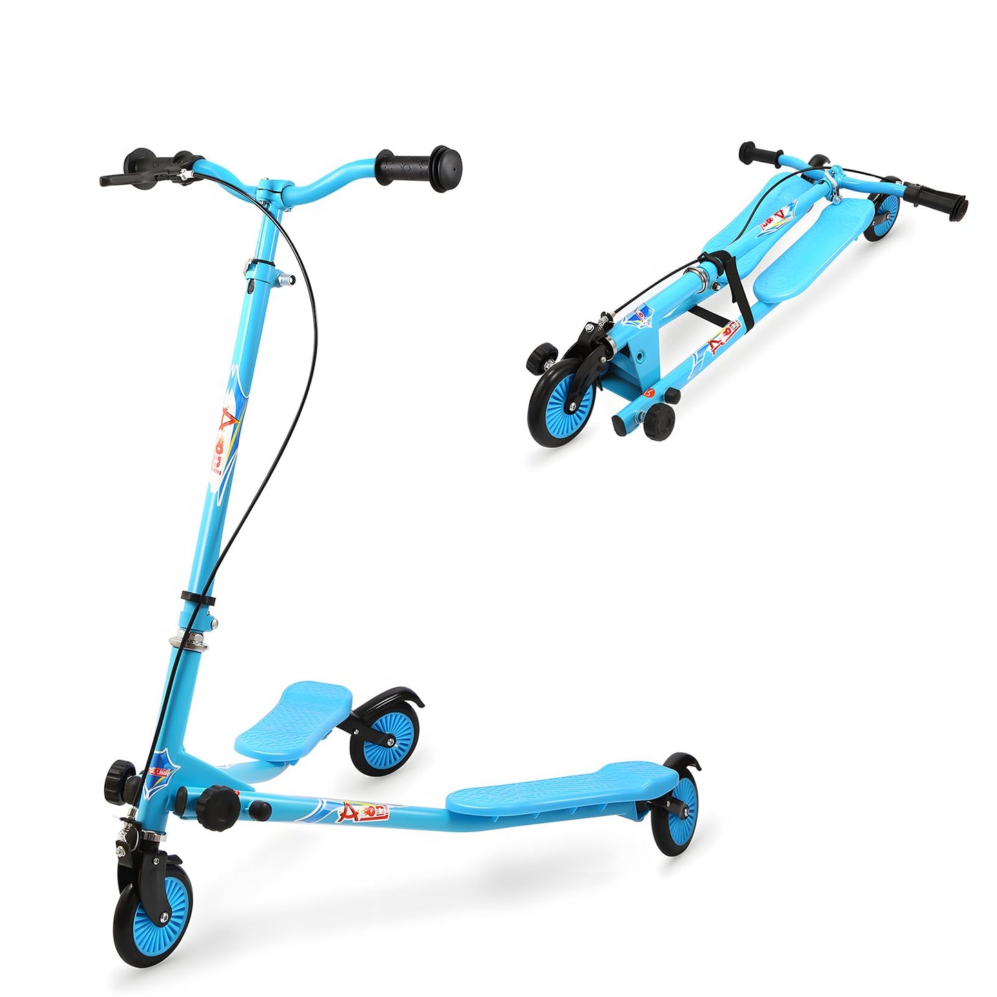 Aodi Kids Swing Scooter, 3 Wheels Drifting Scooter/Wiggle Scooters With Adjustable Height & Foldable For Boys/Girl/Ages 5-12 Years