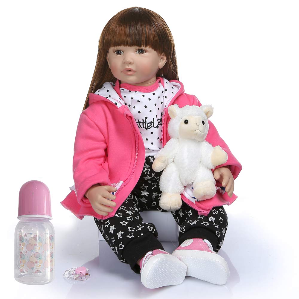 Icradle Realistic Looking 24Inch 60Cm Reborn Toddler Fridolin Soft Silicone Bebe Doll Reborn Princess Long Hair Doll Toy For Ages 3+ (Twin)