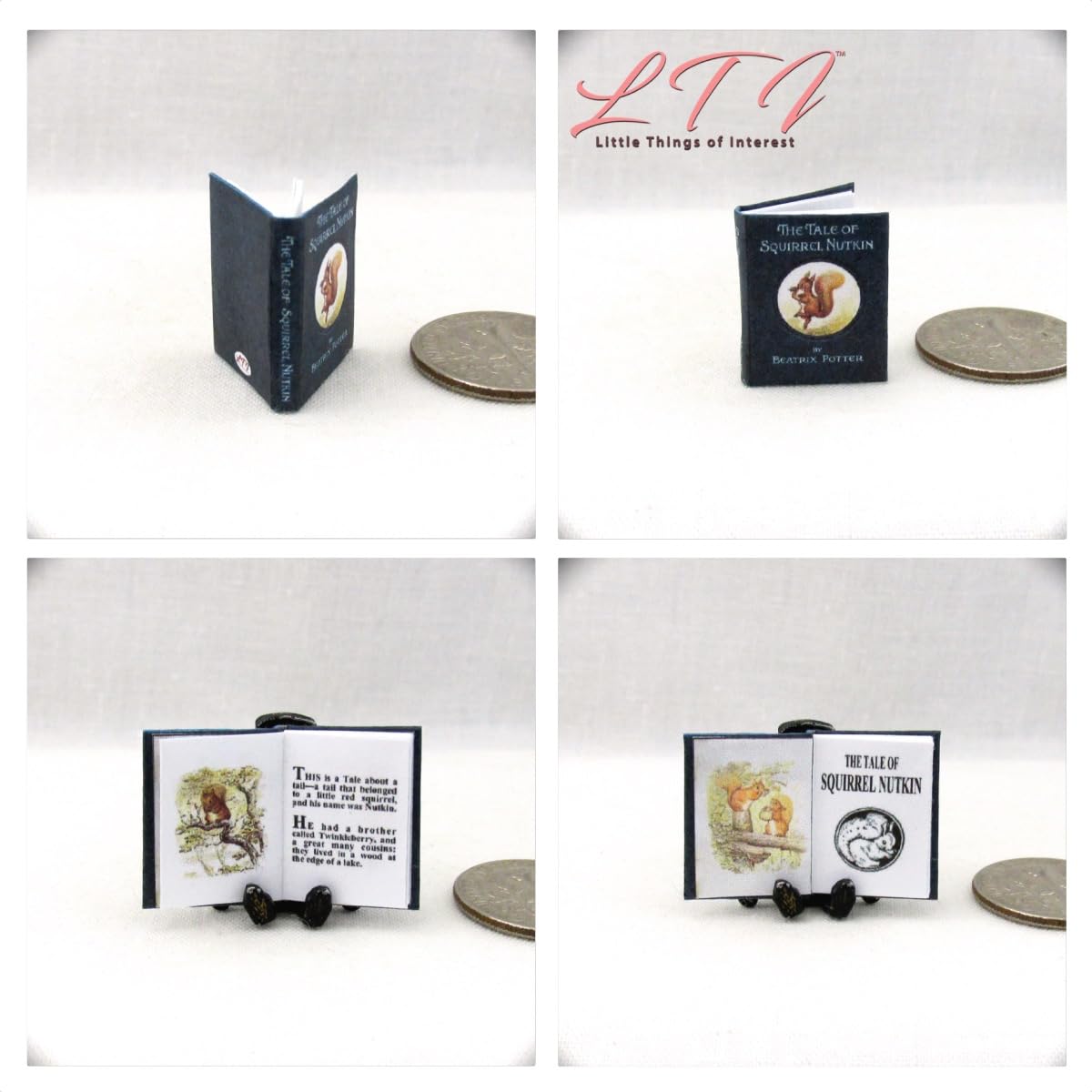 4 Pcs Mini Books Dollhouse Accessories Children Story Miniature 1:12 Scale Illustrated Readable Books Beatrix Potter Set Of 4 Bo
