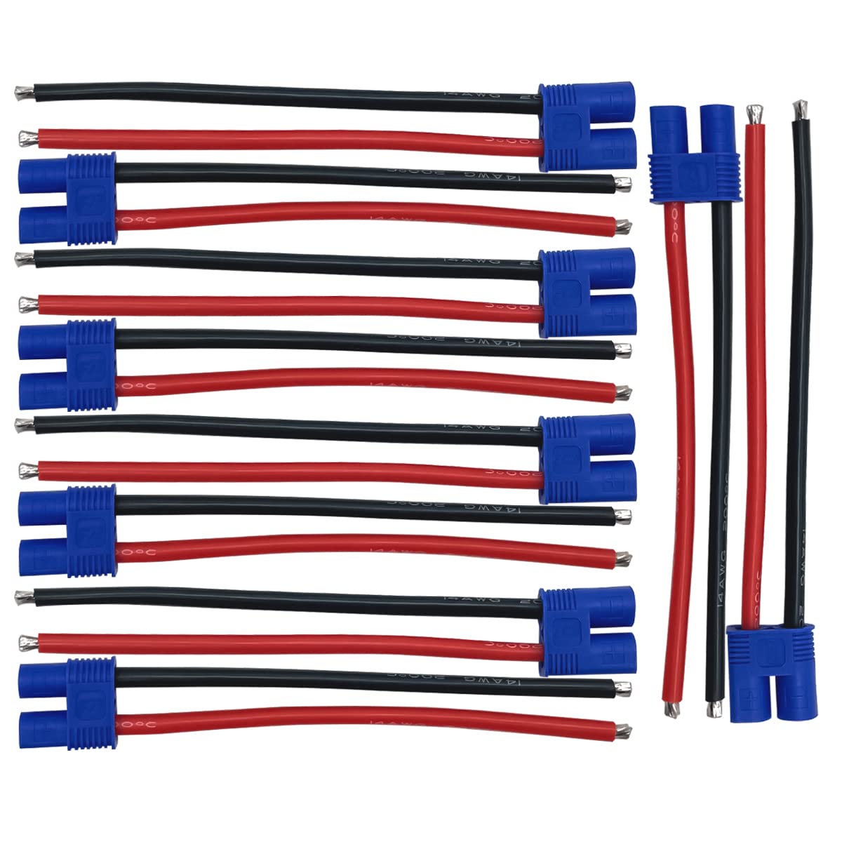 5Pairs EC3 Plug Connector Female and Male Deans with 14AWG 10cm Silicon Wire for RC Lipo Battery Cable Drone