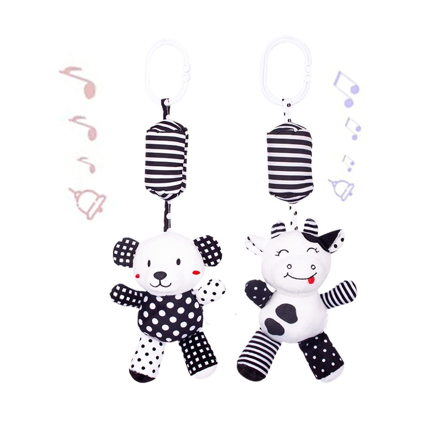 Baby Car Seat Toys, Black White Stroller Toy Stretch Baby Spiral Plush Toys, Hanging Rattle Toys For Crib Mobile, Newborn Sensor