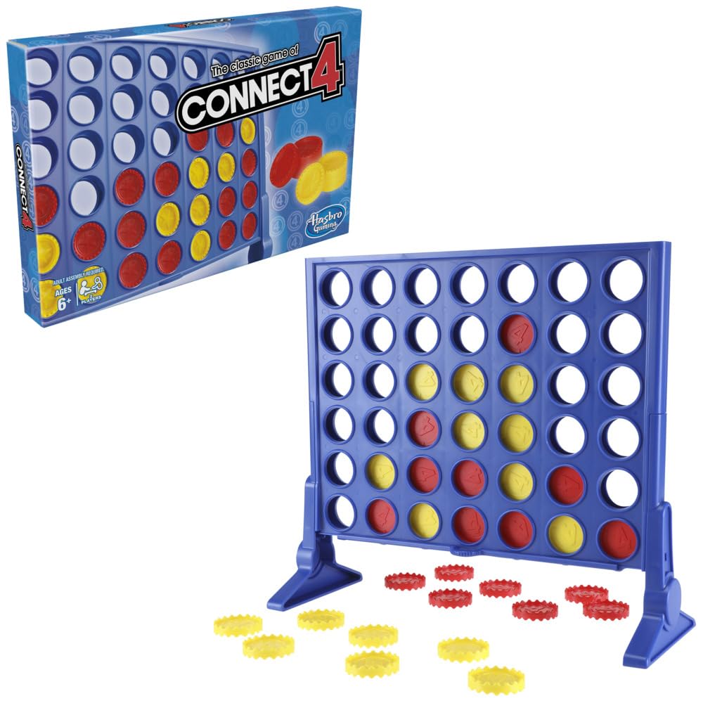 Hasbro Gaming The Classic Game Of Connect 4, Grid, Get 4 In A Row Strategy Game For 2 Players Ages 6 & Up, Multicolor