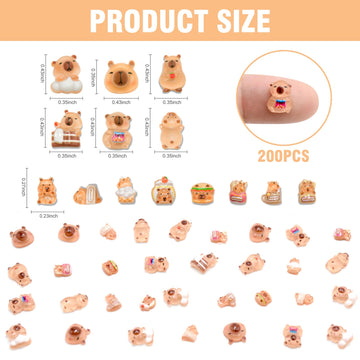 WOZADU 200 PCS Mini Resin Capybara Figurines for Crafts Luminous Tiny Resin Animal Miniature Things for Dollhouse Fairy Garden Micro Landscaping Decoration Cake Toppers Decor