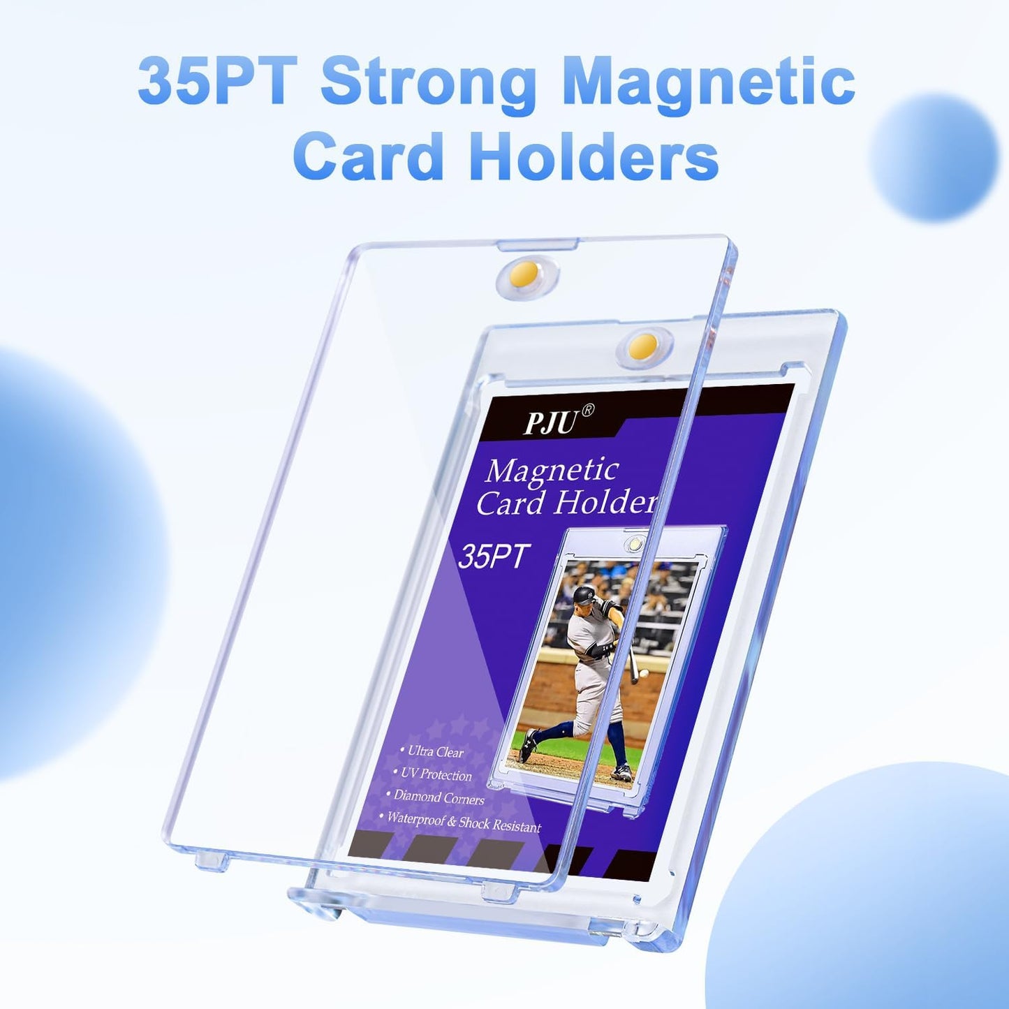 30Ct Magnetic Card Holder, 35Pt One Card Holder Touch For Trading Cards, U-V Protection Magnetic Card Case For Baseball Cards, C