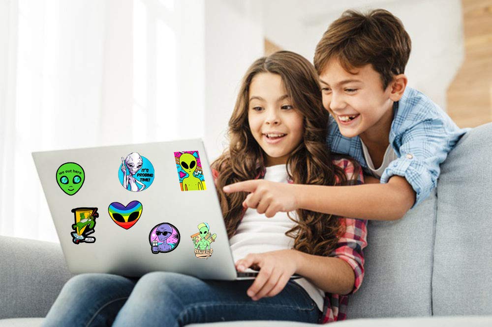 Roranic Alien Stickers For Kids Adults,50Pcs No Duplicates Waterproof Matte Vinyl Cool Alien Stickers Pack For Water Bottle Skat