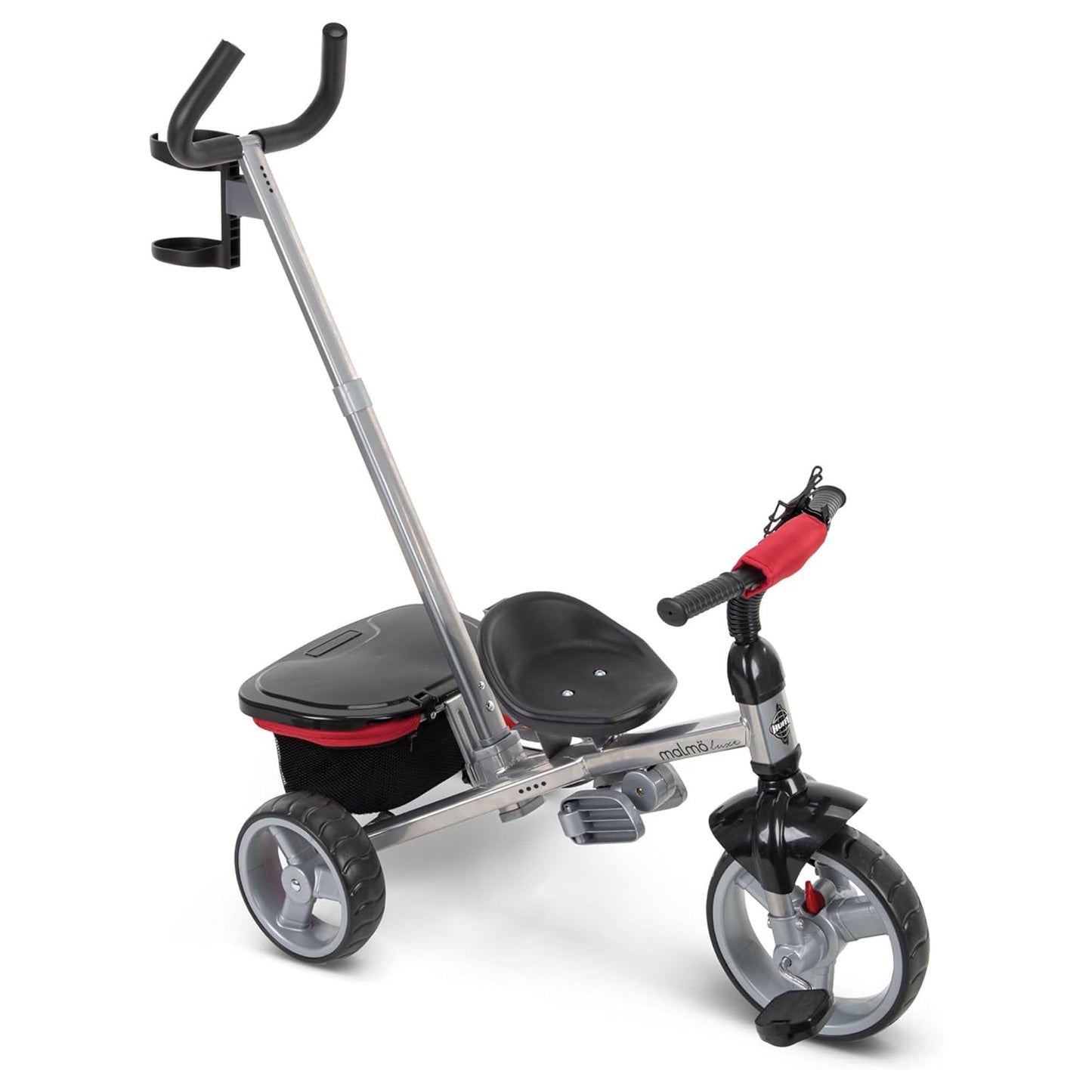 Huffy Malm Luxe 4-in-1 Canopy Trike with Push Handle, Cup Holder & Rear Storage Red