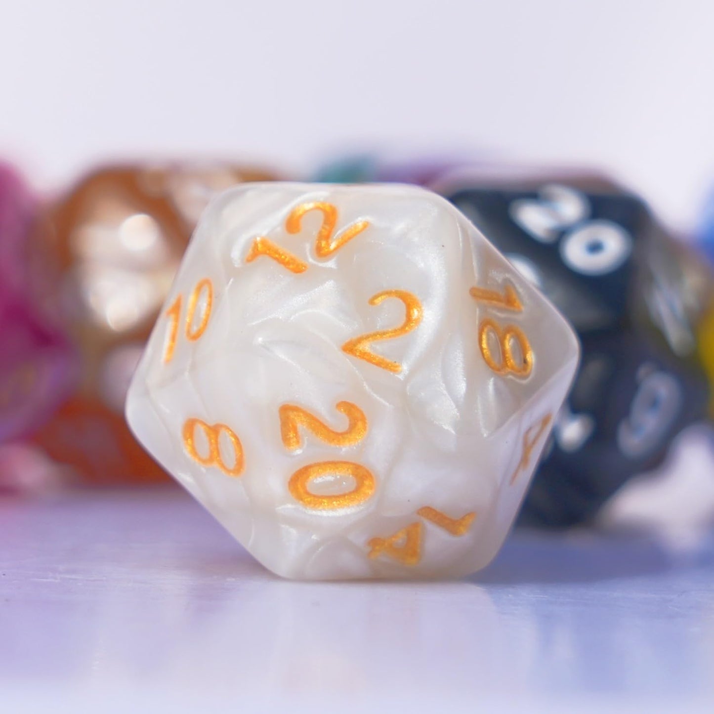 10Pc D20 Polyhedral Dice Set 22Mm For Dnd Rpg Mtg Table Games (Pearl Color Dice)