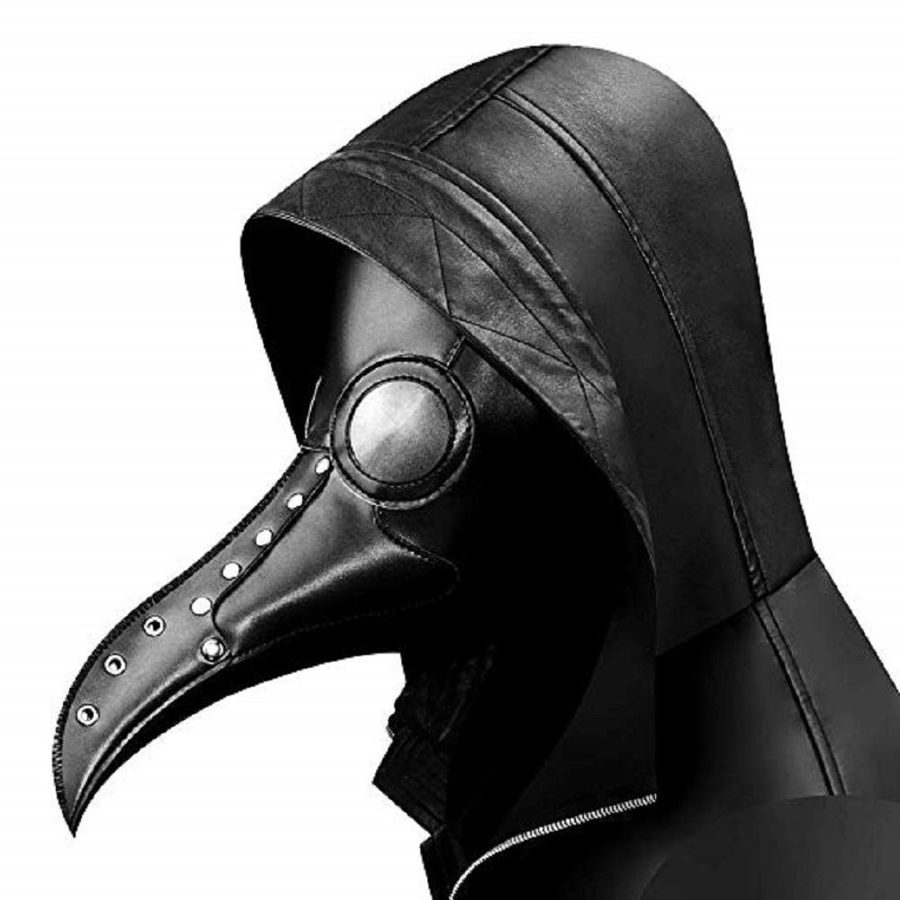 duduta Leather Plague Doctor Mask Black Death Bird Mask Halloween Scary Plague Dr Costume Party Mask