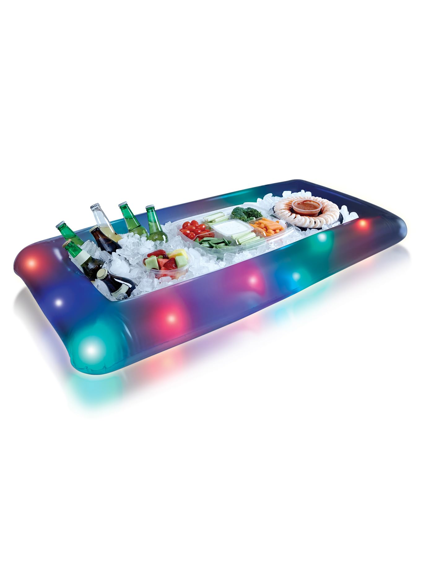 Poolcandy Inflatable Illuminated Led Buffet Cooler 48' - Indoor Outdoor Party Bbq Or Tailgate Serving Tray