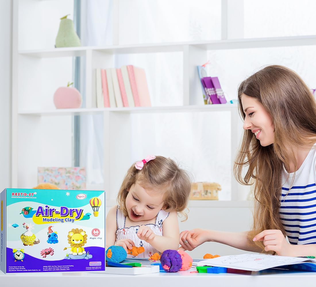 Air Dry Clay 66 Colors, Modeling Clay For Kids, Diy Model Magic Clay, Molding Clay Kit With Sculpting Tools, Non-Sticky Soft And