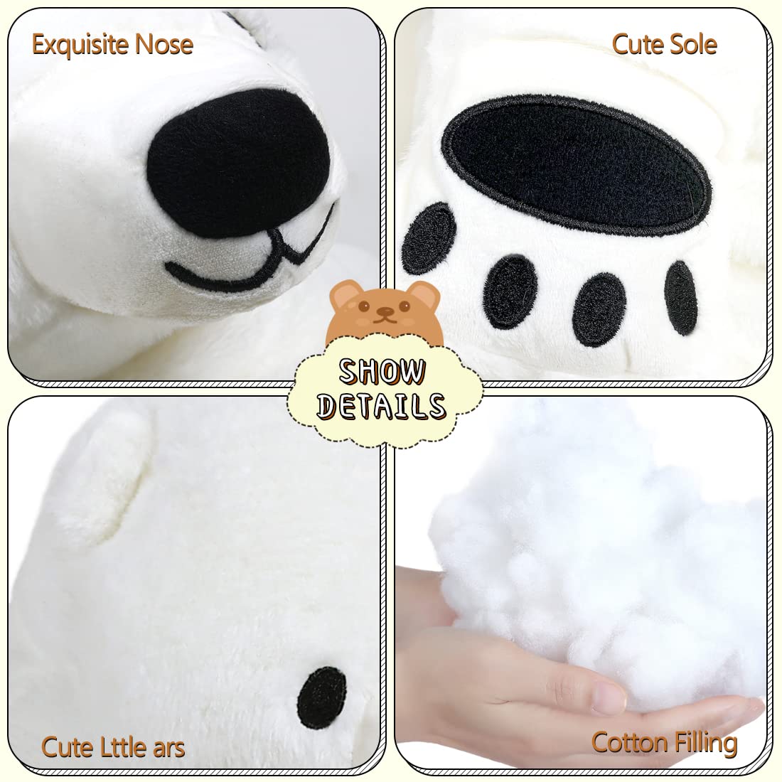 Yeqivo Giant Djungelskog Bear Huge White Bear, Simulation Giant Stuffed Bear Soft Big Bear Plush Toy Gifts For Kids Girlfriend(W