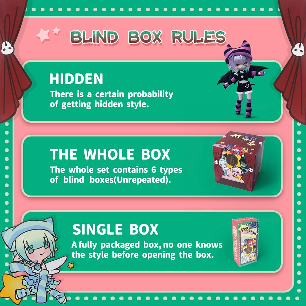 Xidondon Bjd Doll Action Figure Band Series Blind Box Figures, Random Design Box Toys, Collectible Toy Set (Single Box)
