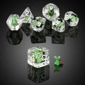 Snail Dice Set DND, DNDND Resin 7 D&D Die with Velvet Bag for Dungeons and Dragons D&D Rolling Games and Tabletop Games(Green Sn