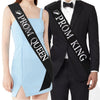 Prom King and Prom Queen Sashes - Graduation Party School Party Accessories, Black with Silver Print