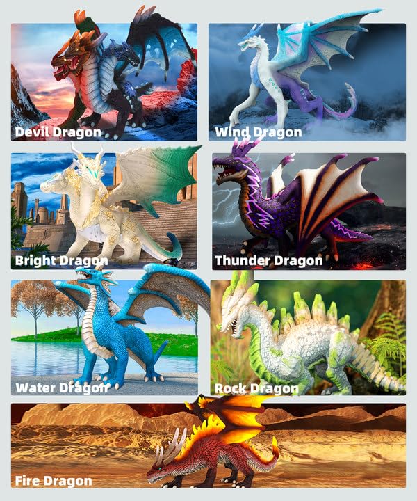 Recur Thunder Dragon Action Figurine, 7.4 Inch Purple Dragon Toys For Boys Girls Kids, Rpg Figures Miniatures For Tabletop Display & Roleplaying, Collectors Toy Age 3 +