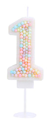 EAKE 1 Birthday Candle Macaron Glitter 3D Number 1 Candles for Birthday Cakes Girl Women Sweet Theme One Years Old Birthday Wedd