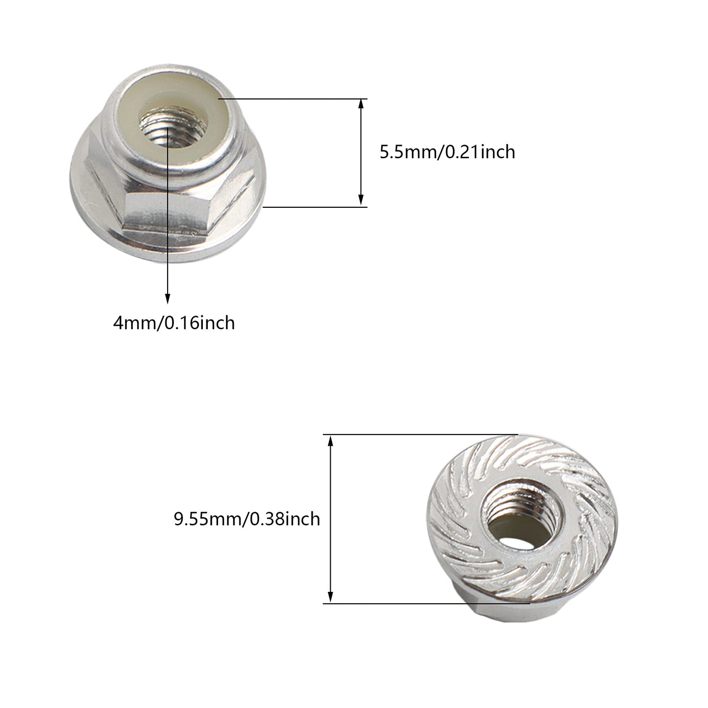 GDOOL 8PCS Flange M4 Lock Nuts Serrated Nylon Self-Tightening Aluminum M4 Wheel Hardware for Axial HPI TLR ECX Model RC Car Vehi