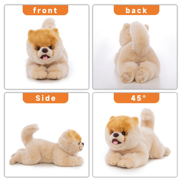 CU-MATE 16 Inch Pomeranian Stuffed Animal Toy Dog - Plush Realistic Gift for Kids, Model bomei-220415, Cute Lying Design