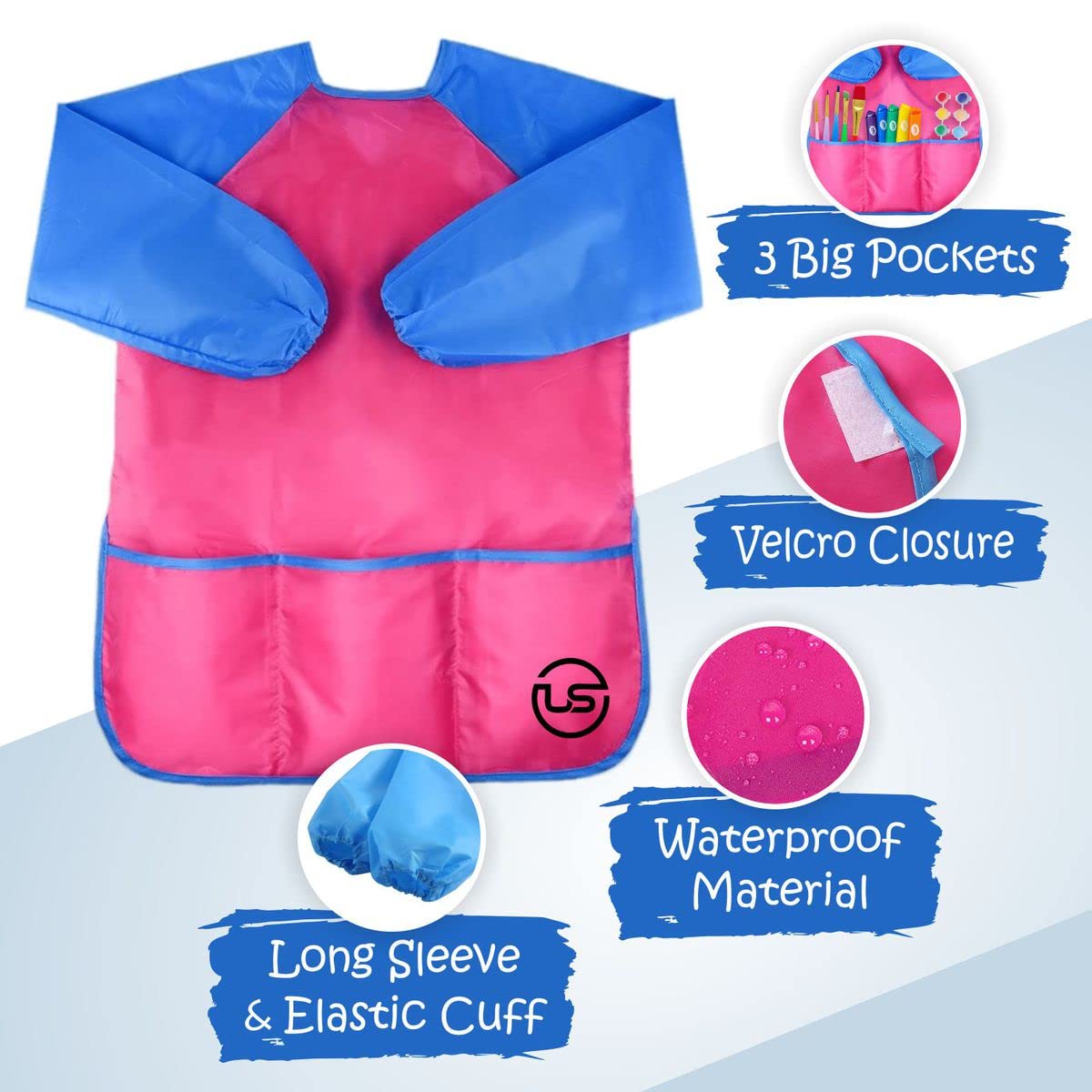 Ultimate Stationery Art Smock, Waterproof Kids Art Smock, Pink Smock, Toddler Art Smock, Kids Smock And Toddler Smock