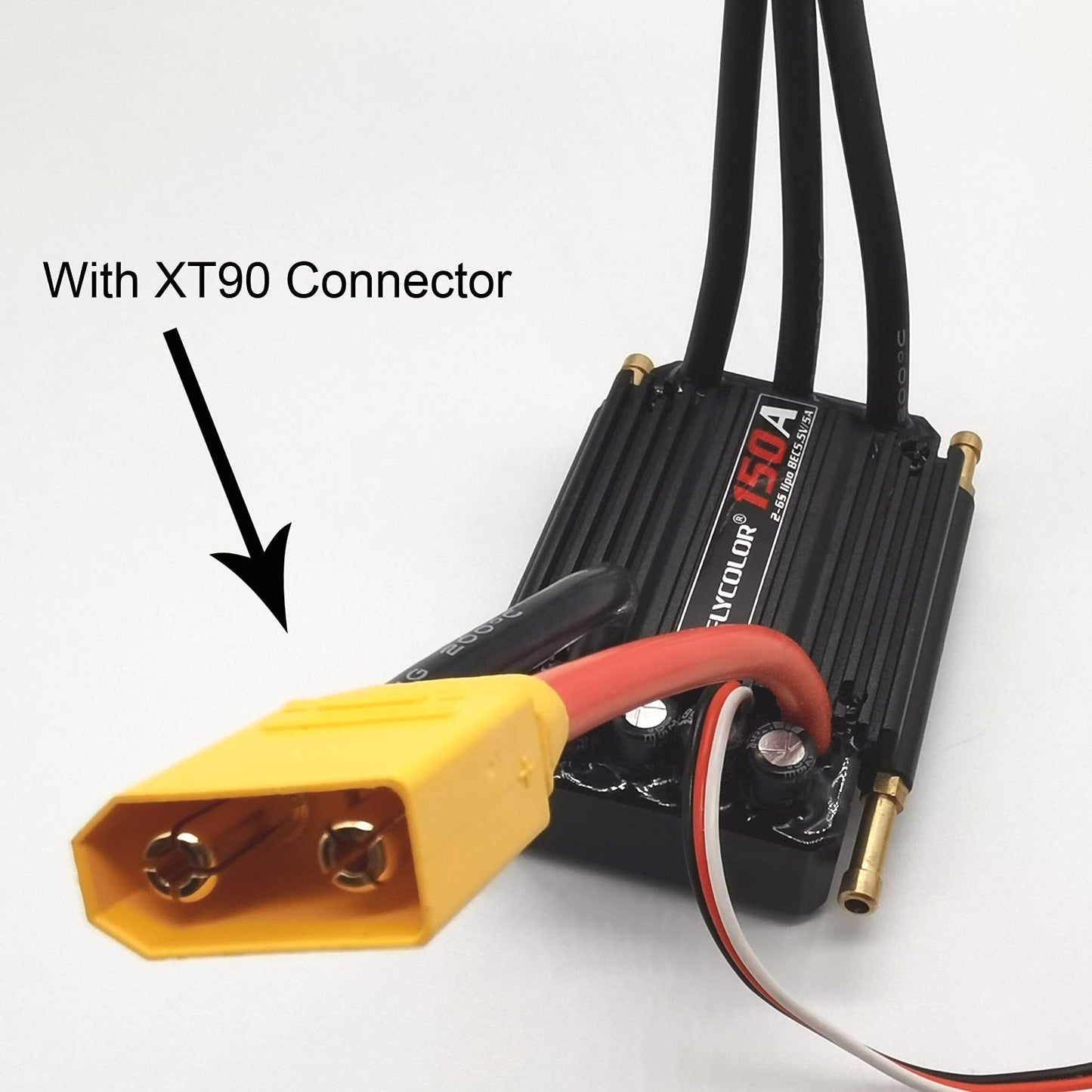 FLYCOLOR 150A ESC 2-6S Waterproof Brushless Electronic Speed Controller with 5.5V/5A BEC and XT90 6.0mm Banana Head Connector fo