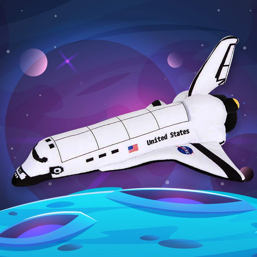 Artcreativity Stuffed Space Shuttle - 14' Soft Cuddly Astronaut Toy For Kids, Easter Basket Stuffer, Birthday Gift