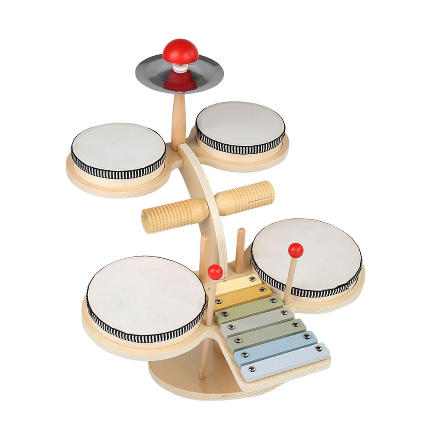 Enakshi (Label) Creations Xylophone Drum Set Toddlers Toy Party Favors Montessori Instruments Toys Set 4 Drum Padsmusical Instru