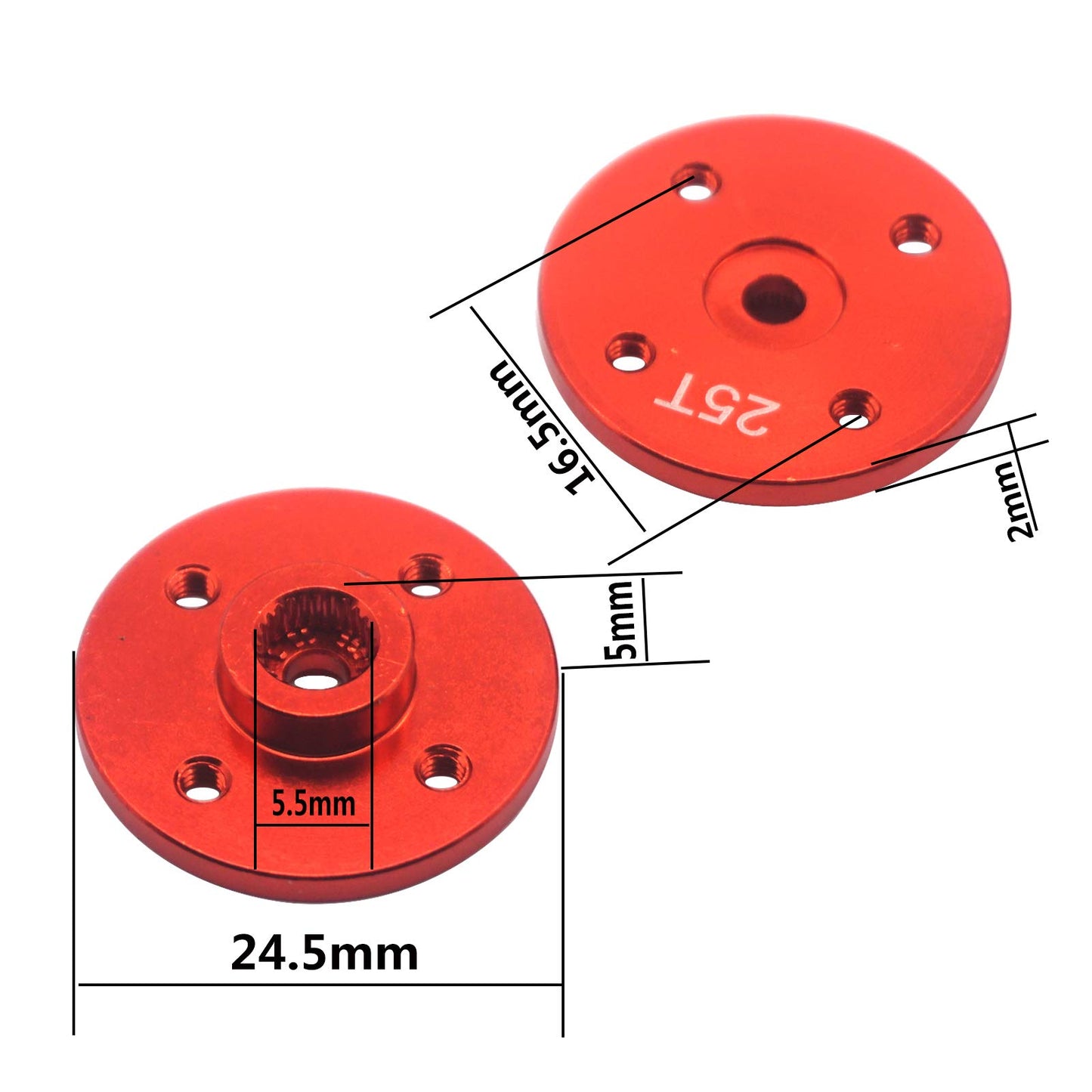 5Pack Vgoohobby Metal 25T Servo Arm Round Type Disc Steering Servo Horn Compatible with Futaba MG995 MG996R Servos RC Robot RC S