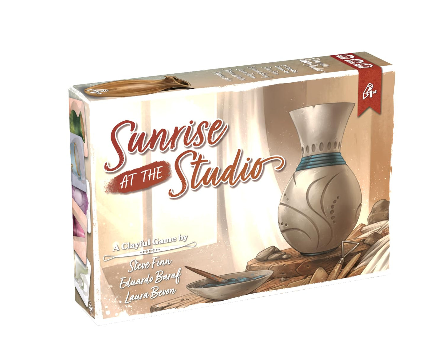 Pencil First Games: Sunrise at The Studio - Pottery Set Collection & Drafting Board Game, Cozy Small Box, Solo Mode, Ages 14+, 1
