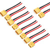 ZHOFONET 5 Pairs XT30 Pigtail,XT30 Male and Female Plug,XT30 Connector Adapter with 10cm 16AWG Silicone Wire for RC Lipo Battery