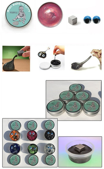 GracesDawn 6 Set Magnetic Putty Slime - Stress Reliever, Secured Silicon Grease, 6 Colors: Gold, Red, Green, Gray, Navy Blue, Black, Mau