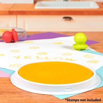 Ready 2 Learn Jumbo Circular Washable Stamp Pad - Yellow - 5.75' Dia. - Non-Toxic - Fade Resistant - Ideal Size For Handprints And Footprints