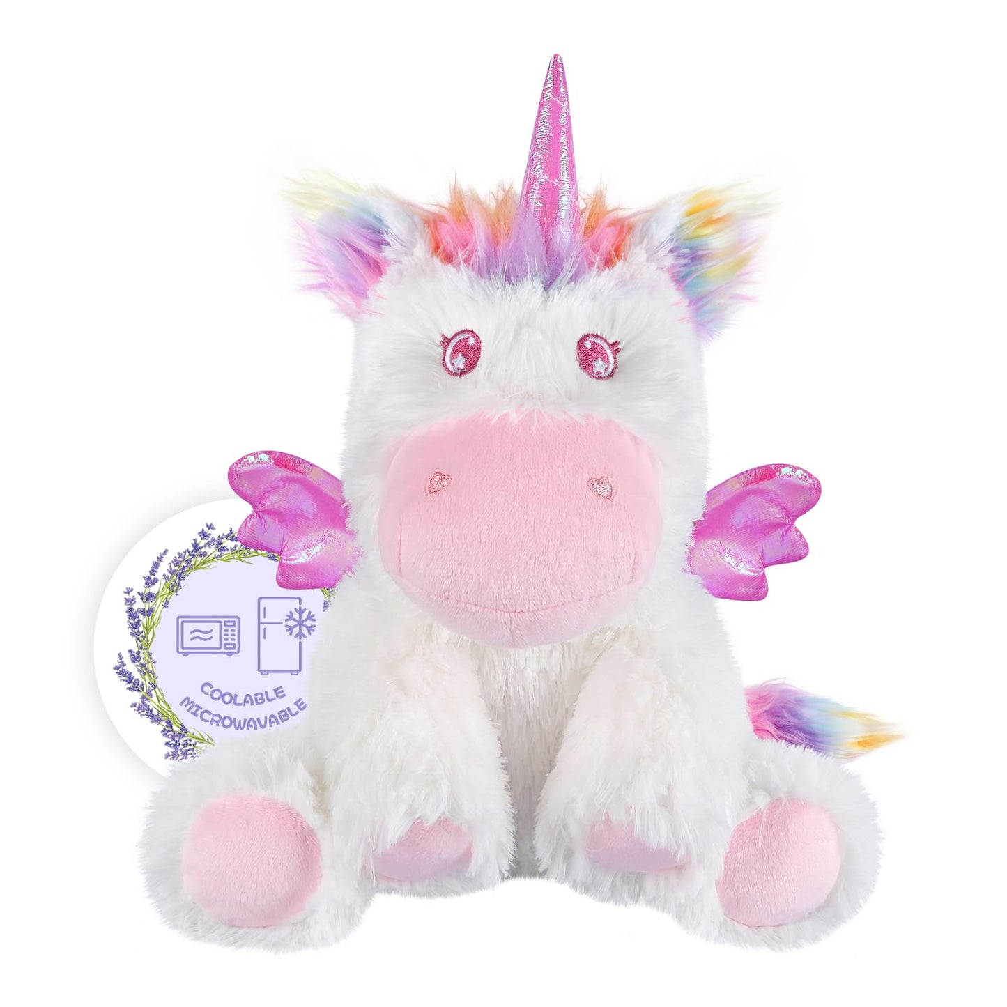 Suzzipals Rainbow Unicorn Plush, Warmable & Coolable Stuffed Animal, Lavender Scented Heating Pad For Relaxation, Cute Unicorn G