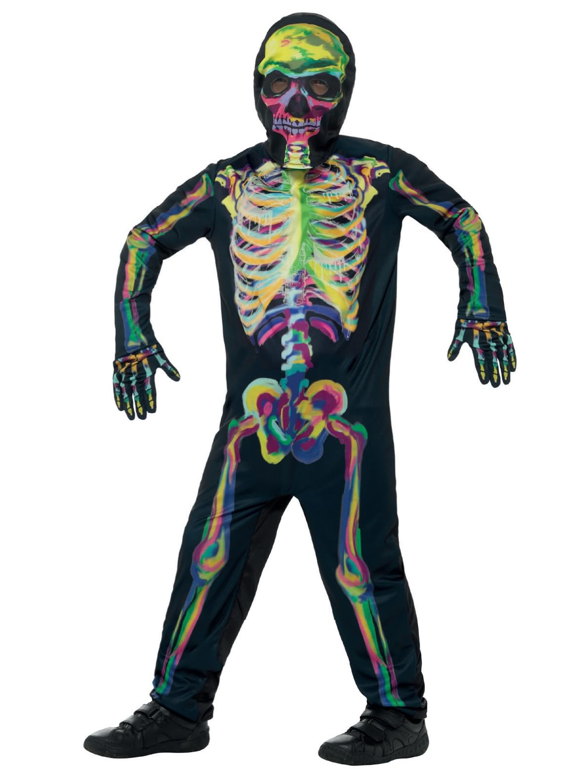 Smiffys Glow in The Dark Skeleton Costume, Multicolor, X-Large