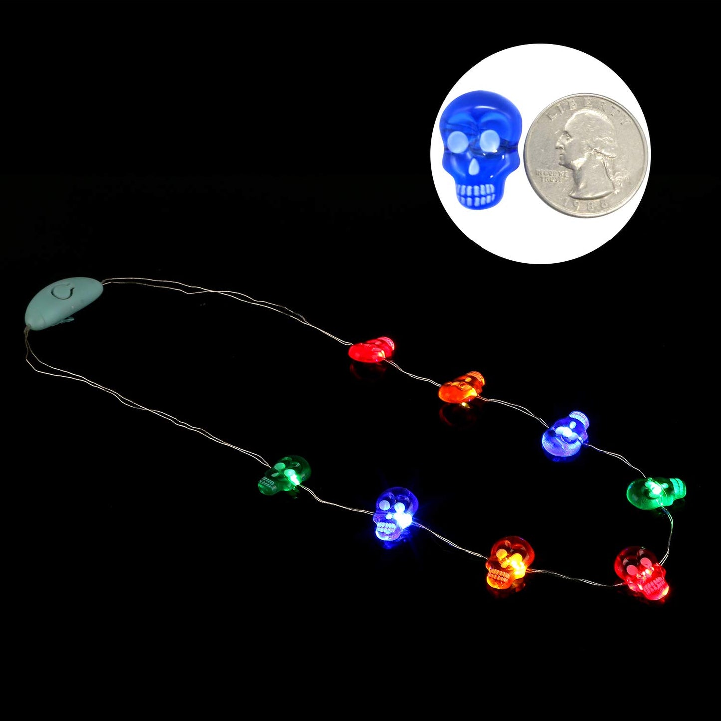 JASHIKA Halloween Eve Costume Party Accessories, Lighting Up LED Necklace Set of 3, Ghost, Jack O Lantern Pumpkin, Skull for Tri
