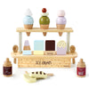 Pillowhale Wooden Ice Cream Toy,Pretend Play Food Toys,Play Ice Cream Counter Set for Kids,Play Kitchen Accessories for Toddlers