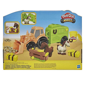 Play-Doh Wheels Tractor Farm Truck Toy For Kids 3 Years And Up With Horse Trailer Mold And 3 Cans Of Non-Toxic Modeling Compound