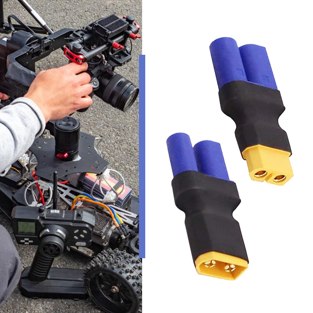 BABUVYA EC5 to XT60 Adapter,XT60 to EC5 Connector Without Wires RC LiPo Battery Connectors (EC5 to XT60 Male & Female Adapter)