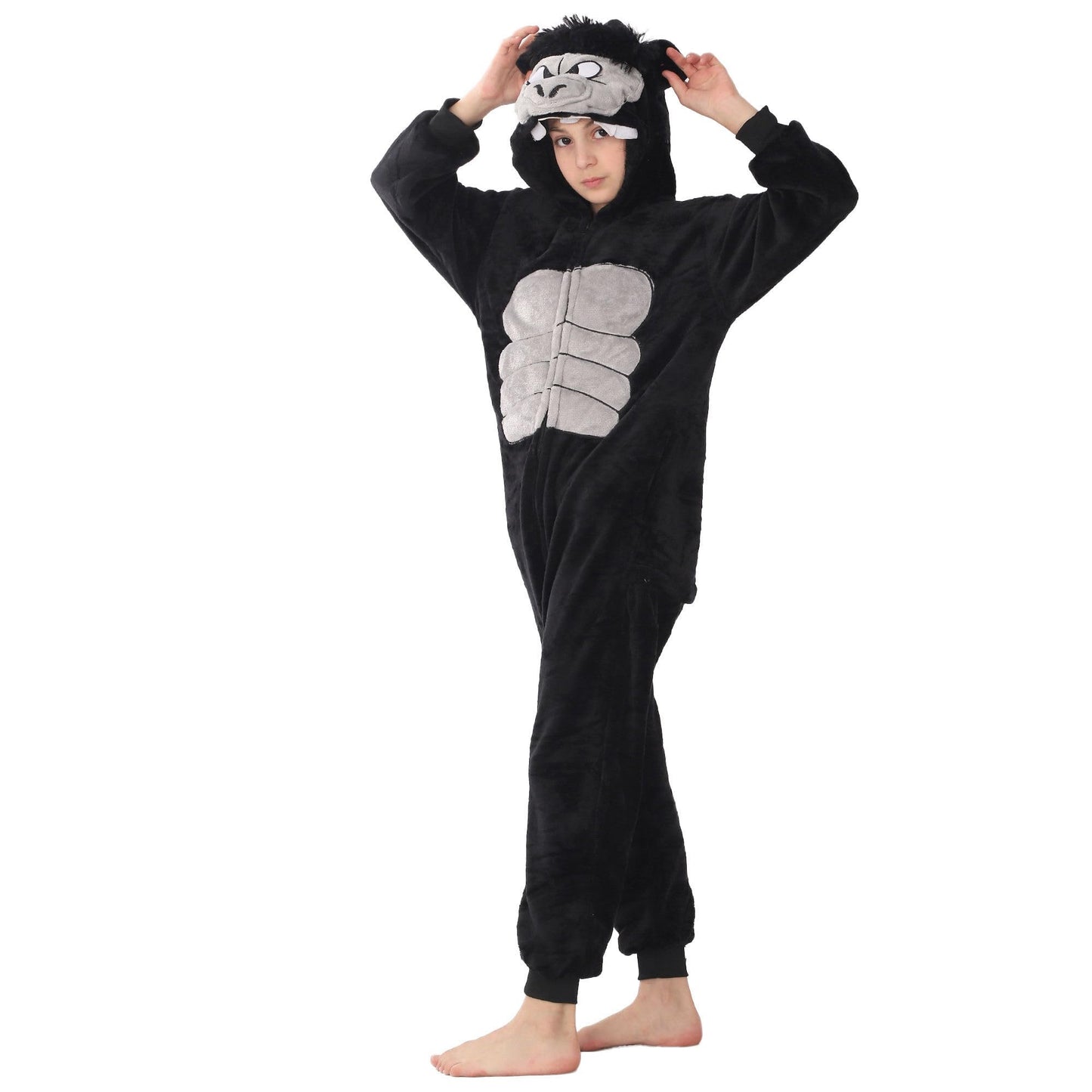 WAFUNNE Animal Onesie Costume for Kids Child Boys Girls Womens Mens Cosplay Halloween Costumes Easter Onesies Black Gorilla S