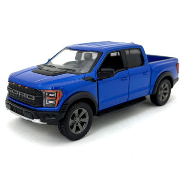 KiNSMART SetOf4 2022 Ford F-150 Raptor 5'' 1:46 Scale Die Cast Model Toy Truck Black, White, Red, Blue