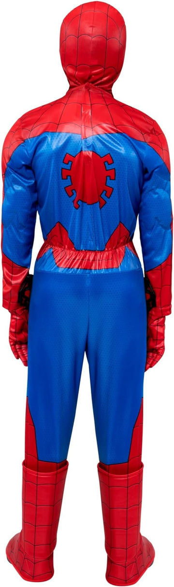 Marvel Spider-Man Official Youth Halloween Costume - Padded Jumpsuit With Gloves And Detachable Mask (M) Multi