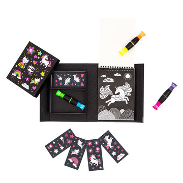 Tiger Tribe Neon Coloring Set - Unicorns & Friends, 1 Count, Multicolor, Magnetic Storage Box, Kid Age 4+
