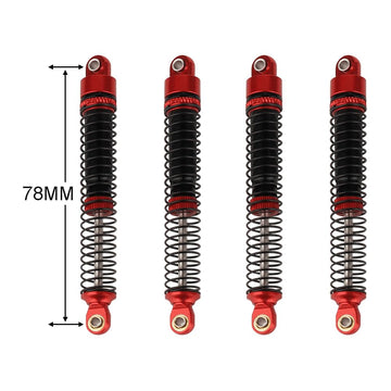 Pothyes 78Mm Aluminum Long Threaded Shocks Absorbers Oil Damper For 1/18 Rc Crawler Trx4M Trx-4M Kupgrade Parts (Red)