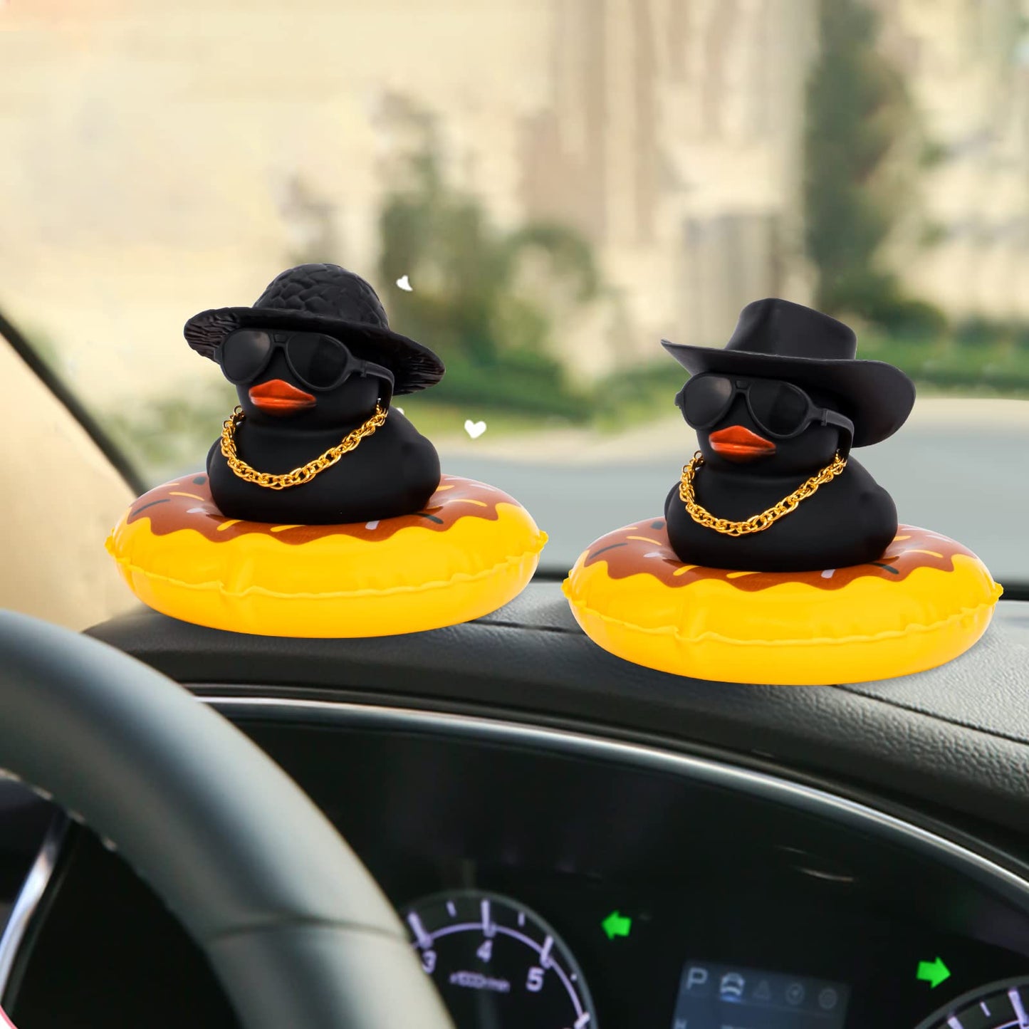 Wonuu Car Accessories Rubber Ducks Dashboard Decorations Rubber Duck Pink Accessories Dashboard Duck Car Decorations Car Ducks For Dashboard Car Duck Car Dashboard Decorations, Bg-Black-Cowboyblack